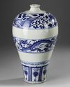 A LARGE CHINESE BLUE AND WHITE MEIPING VASE, YUAN DYNASTY (1271-1368) OR LATER