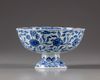 A Chinese blue and white stem bowl