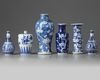 Six Chinese blue and white 'floral' vases