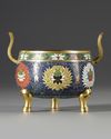 A CHINESE CLOISONNE ENAMEL TRIPOD CENCER, MING DYNASTY (1368-1644) OR LATER