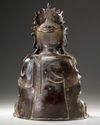 A LARGE CHINESE HEAVILY CAST BRONZE GUANYIN, MING DYNASTY (1368-1644) OR LATER
