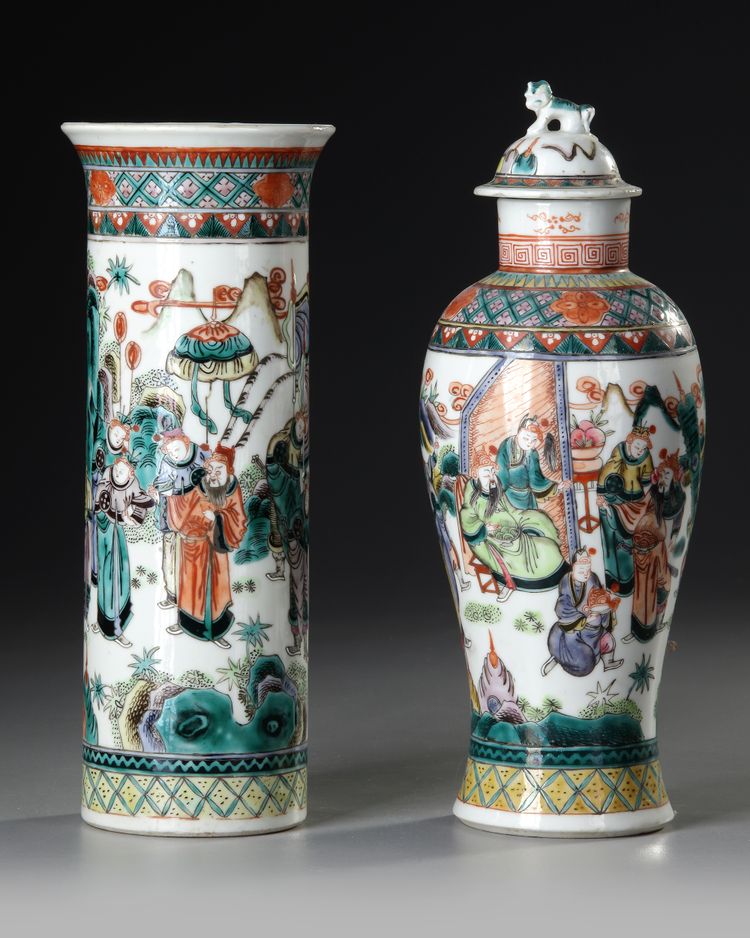 TWO CHINESE FAMILLE VERTE VASES