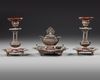 AN ORIENTAL INKWELL SET, 19TH CENTURY