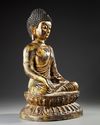 A  LARGE SINO-TIBETAN GILT BRONZE SEATED BUDDHA, 19TH CENTURY