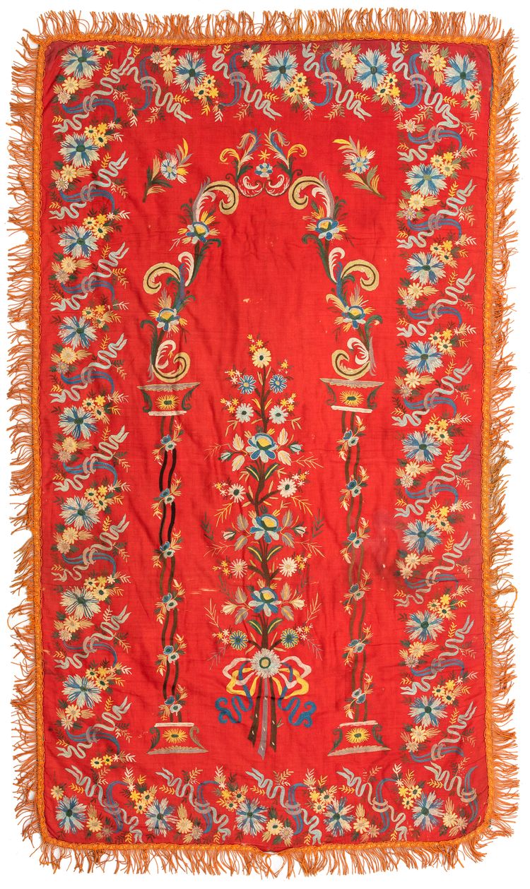 AN OTTOMAN  SILK PRAGER MAMAZILIK TEXTILE, MID 19TH CENTURY