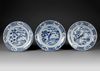 THREE CHINESE BLUE-AND-WHITE DISHES, MING DYNASTY (1368-1644)