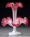 A FRENCH ROSE OPALINE ENAMELLED EPERGNE CENTERPIECE, CIRCA 1880