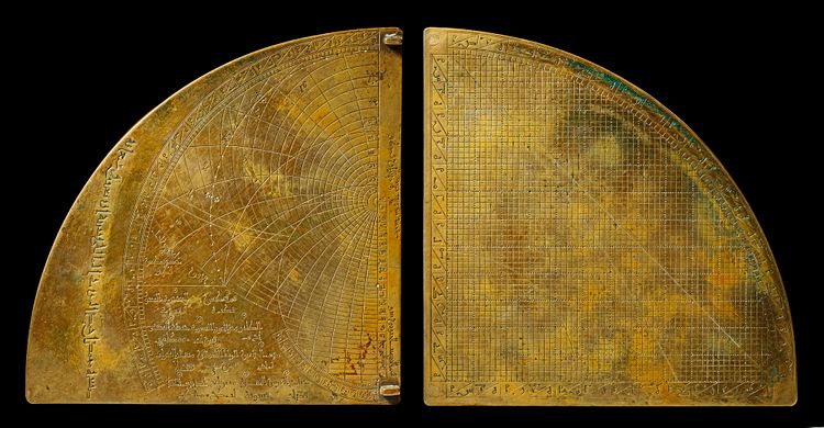 A  PREVIOUSLY UNRECORDED EARLY MAMLUK BRASS ASTROLABE-QUADRANT, SIGNED BY MUHAMMAD B. AHMAD AL-MIZZI, AND DATED 740 AH/1339-40 AD