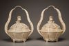 A pair of Cantonese ivory baskets and covers