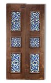 A WOODEN DOOR SET WITH 10 DAMASCUS STYLE POTTERY TILES, 20TH CENTURY