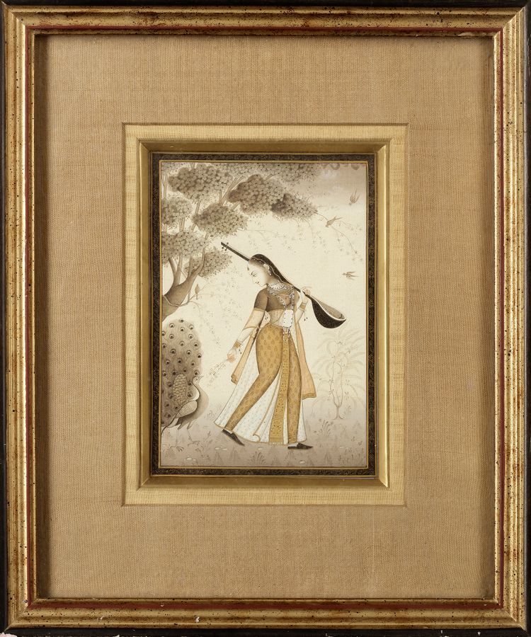 A PAINTING DEPICTING A GRACEFUL WOMAN IN ELEGANT ATTIRE, INDIA, 19TH CENTURY