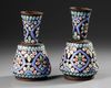 A PAIR OF SYRIAN ENAMELED COPPER VASES, 19TH CENTURY