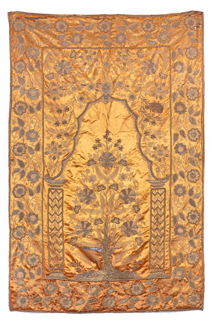 AN OTTOMAN SATIN AND METAL-THREAD EMBROIDERY, TURKEY, LATE 19TH CENTURY