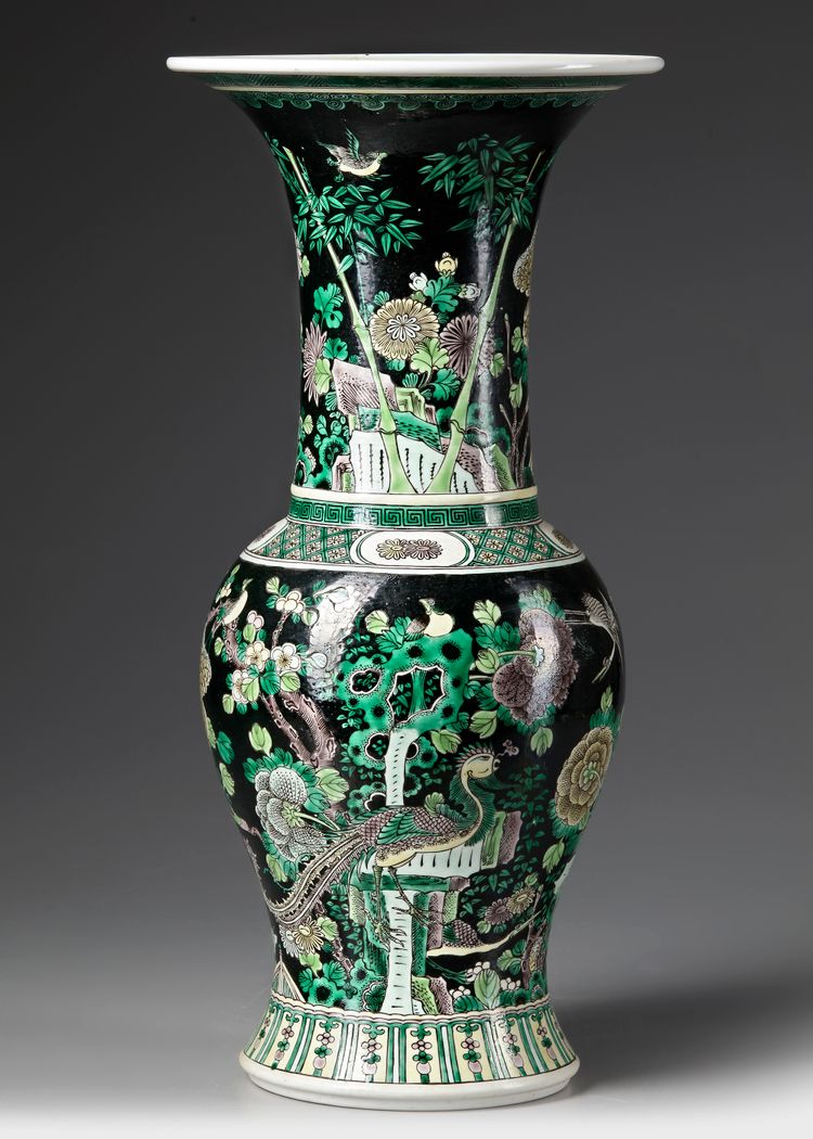 A CHINESE FAMILLE NOIRE YENYEN VASE