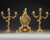 A FRENCH ORMOLU CLOCK SET, LATE 19TH CENTURY