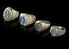 FOUR SEAL SILVER RINGS