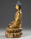 A CHINESE GILT AND BRONZE FIGURE OF BUDDHA, 19TH CENTURY