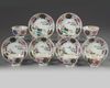 Six sets of Chinese famille rose cups and saucers