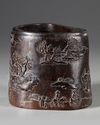A CARVED ZITAN BRUSH POT, BITONG,  QING DYNASTY (1644-1911)