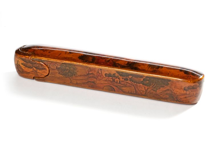 A QAJAR LACQUERED PAPIER-MACHÉ PEN CASE (QALAMDAN), 19TH CENTURY