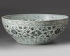 A large Chinese blue and white 'floral' bowl