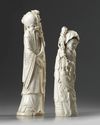A large Chinese ivory carving of a fisherwoman and a Shoulao