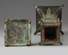 A Chinese archaistic bronze square section vase, fanggu