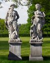 A PAIR OF SCULPTED LIMESTONE LIFESIZE FIGURES OF APOLLO AND DIANA, SECOND HALF 20TH CENTURY