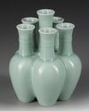 A CHINESE CELADON-GLAZED CONJOINED VASE, QING DYNASTY (1644-1912)