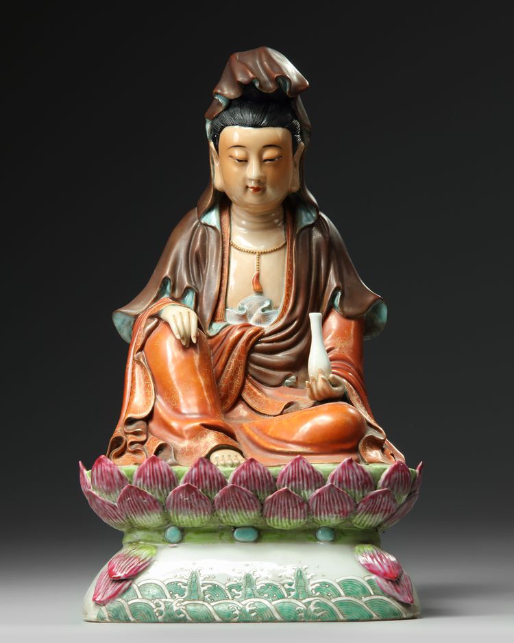 A Chinese famille rose figure of Guanyin