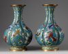 A pair of Chinese cloisonné enamel 'goldfish' hexafoil vases