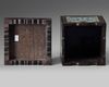 A Chinese zitan box inset with cloisonne enamel panels