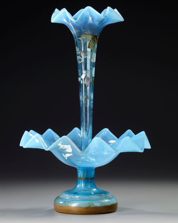 A FRENCH OPALINE CENTERPIECE, EPERGNE, 19TH CENTURY