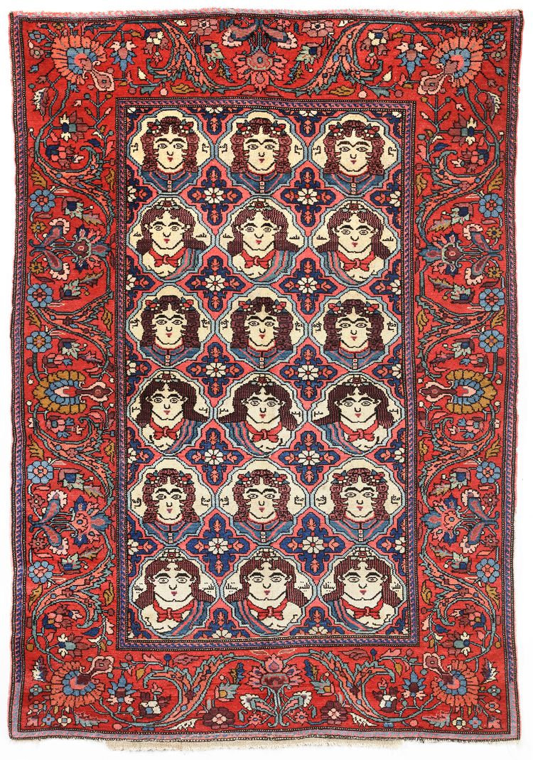 AN UNUSUAL PICTURAL MISHAN MALAYER RUG, LATE 19TH CENTURY