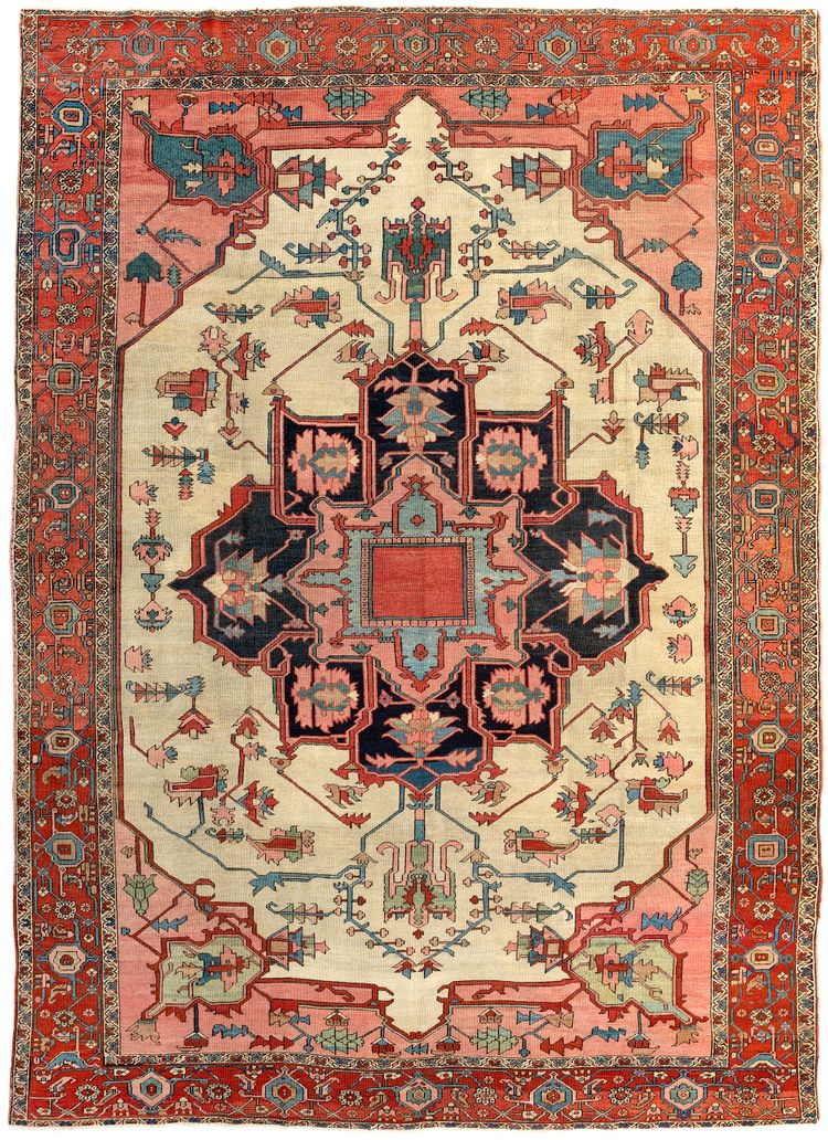A HERIZ SERAPI CARPET IN IVORY GROUND, IRAN, MID 19TH CENTURY