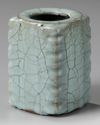 A CHINESE CELADON-GLAZED SQUARE-SECTION VASE, CONG, SONG DYNASTY (960-1279)