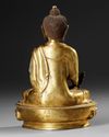 A TIBETAN MEDICINE BUDDHA (BHAISAJYAGURU) GILT BRONZE STATUE,  19TH CENTURY