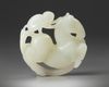 A Chinese white jade 'horse and monkey' carving
