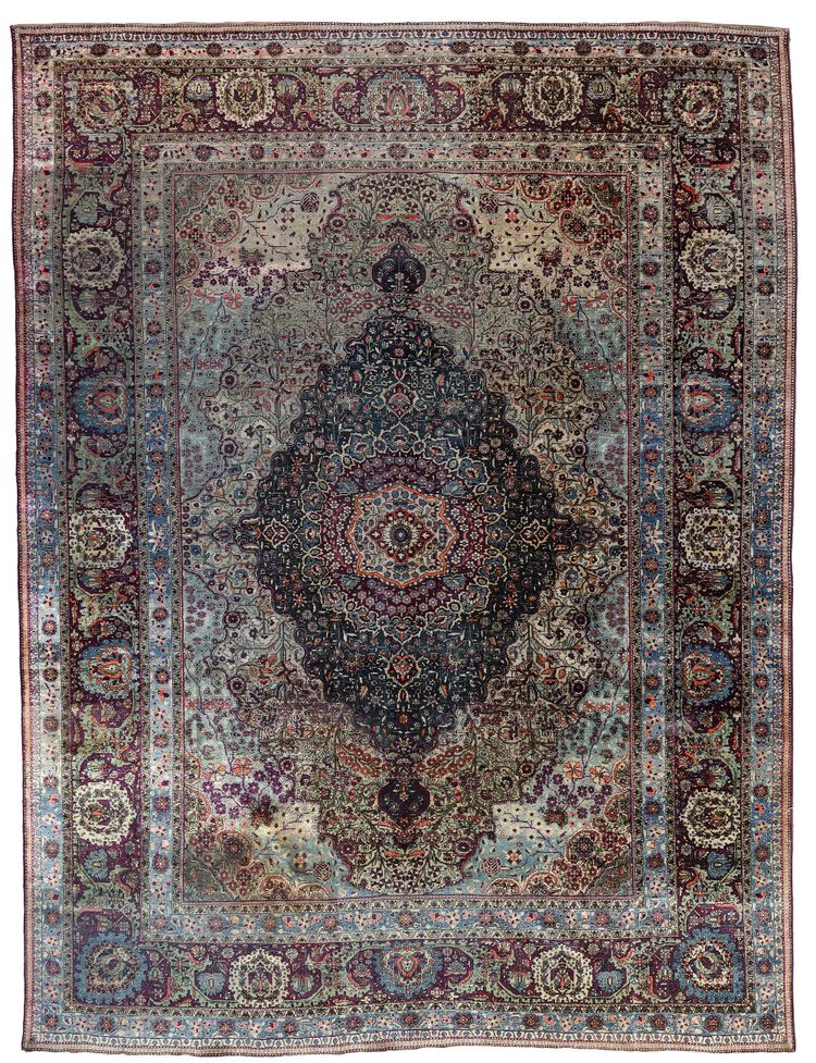 A SILK PERSIAN MOHTASHAM KASHAN CARPET, LATE 19TH CENTURY