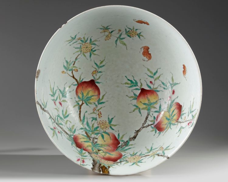 A large Chinese famille rose 'nine peach' bowl
