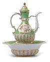 MEISSEN MARCOLINI PERIOD EWER AND BASIN( LEGEN-IBRIK) MARKED COUNT MARCOLINI (1774-1814) MADE FOR THE OTTOMAN IMPERIAL PALACE