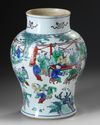 A CHINESE DOUCAI GLAZED HUNDRED BOYS VASE, QING DYNASTY (1644-1911)