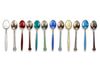 TWELVE NORWEGIAN SILVER AND ENAMEL COFFEE SPOONS, MID 20TH CENTURY
