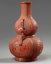 A Chinese imitation-cinnabar-lacquer double gourd vase
