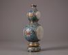 A Chinese white-jade plaque-inlaid cloisonne enamel double gourd vase