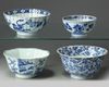 Four Chinese blue and white bowls
