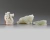 A GROUP OF CHINESE WHITE AND PALE CELADON JADE MYTHICAL BEAST CARVINGS, 20TH CENTURY