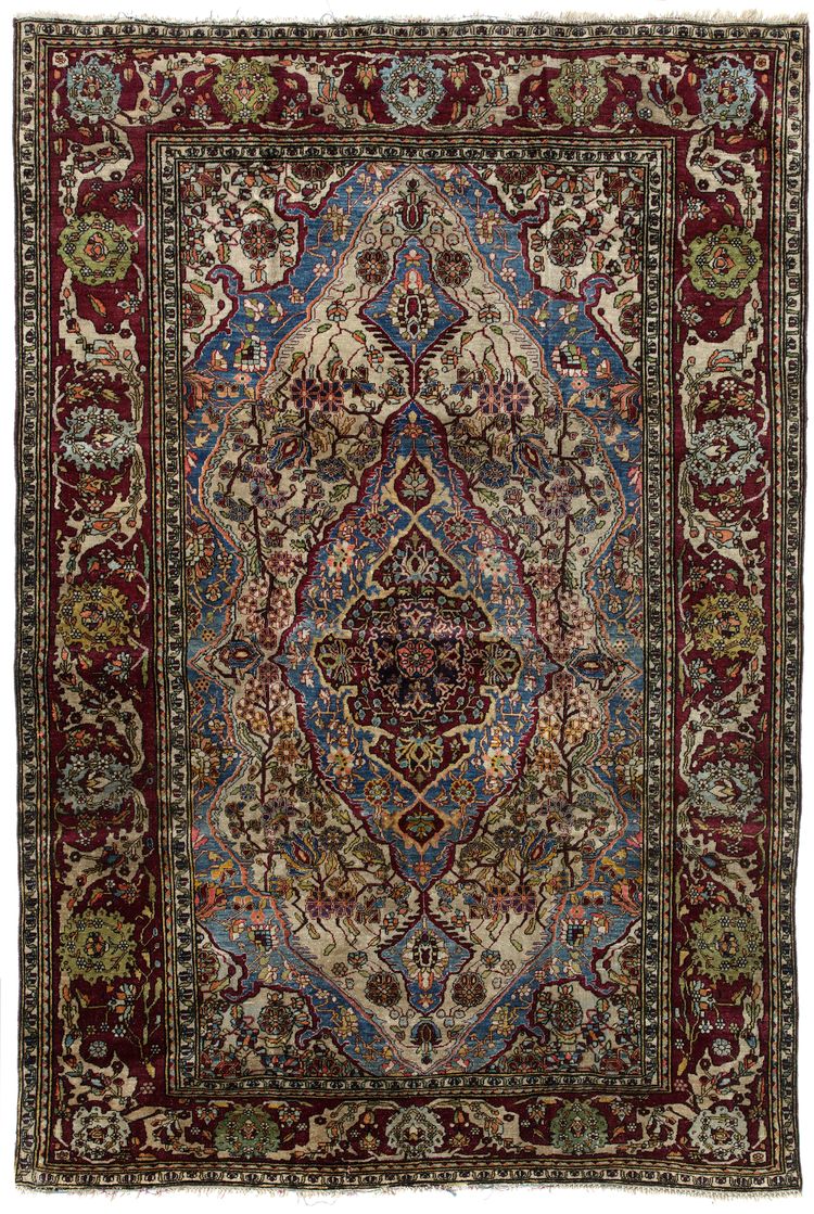 A KASHAN MUHTESEM SILK CARPET, 19TH CENTURY