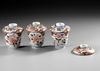 THREE JAPANESE  IMARI CUPS WITH FOUR COVERS, 18TH CENTURY
