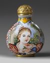 A CHINESE PAINTED ENAMEL PAINTED 'EUROPEAN SUBJECT' SNUFF BOTTLE